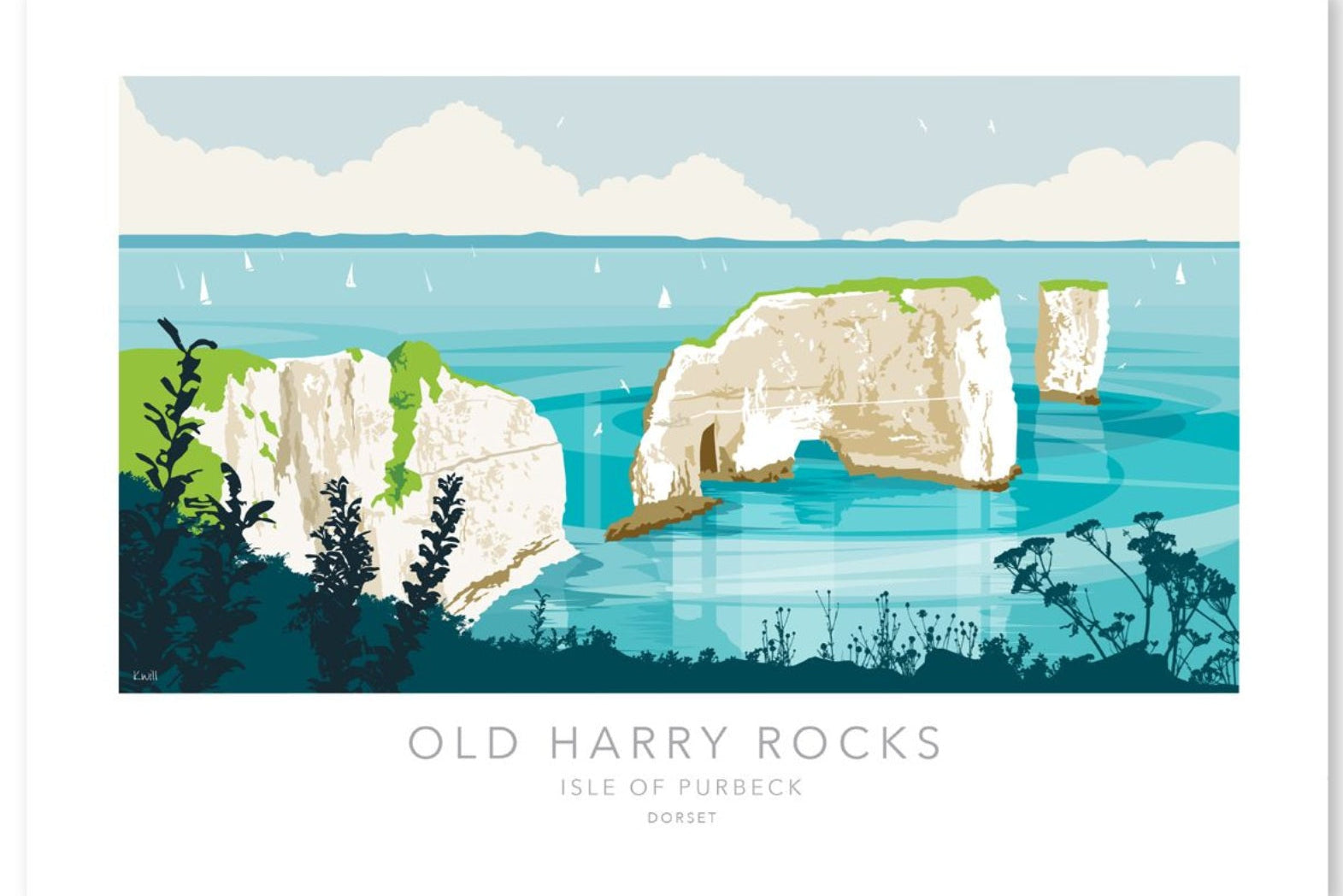 Old Harry Rocks II A3 Print by Kevin Williamson