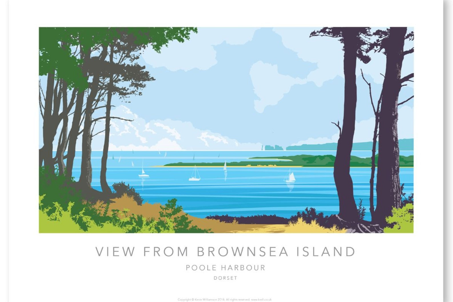 View from Brownsea Island A3 Print by Kevin Williamson