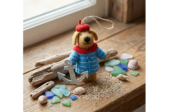 Felt So Good Handmade Davey the Sailor Dog Hanging Decoration