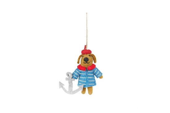 Felt So Good Handmade Davey the Sailor Dog Hanging Decoration