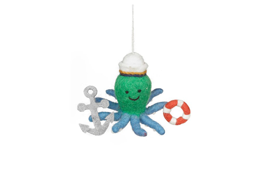 Felt So Good Handmade Captain Odin the Octopus Hanging Decoration